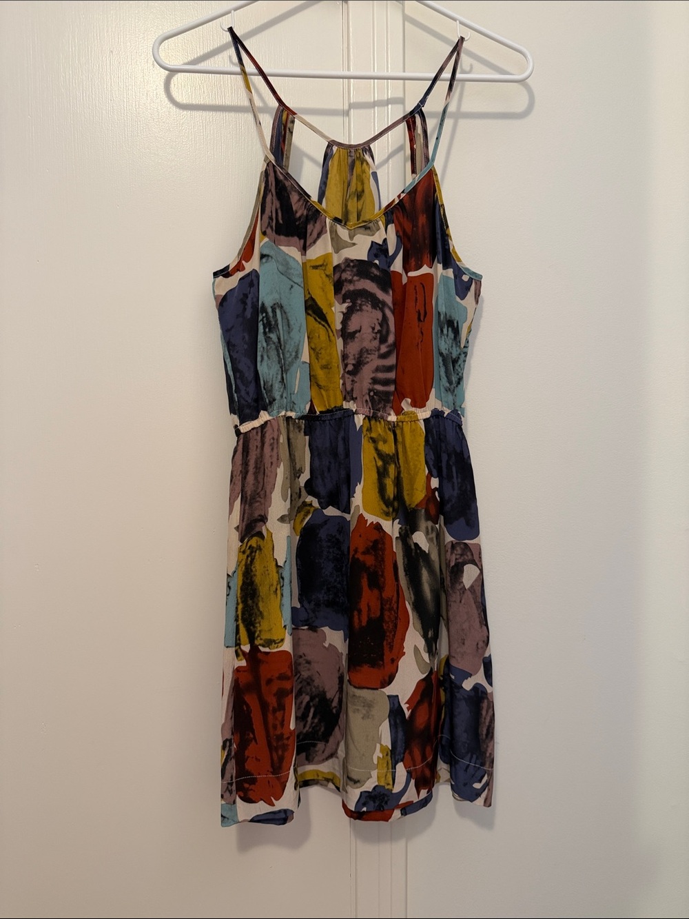 Multi-Color Abstract Print Spaghetti Strap Dress